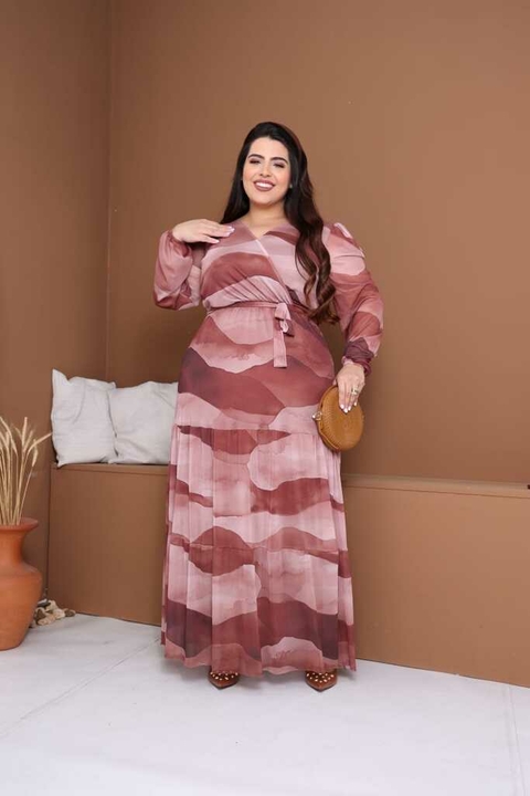 Vestido Priscila Estampado Longo Plus Size