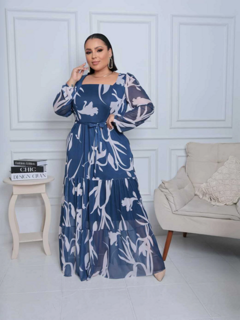 Vestido Amanda Estampado Longo Plus Size