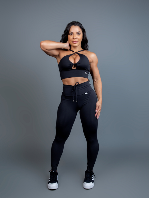 Conjunto Legging Light Preto Sem empina - Detalhe Rolotê
