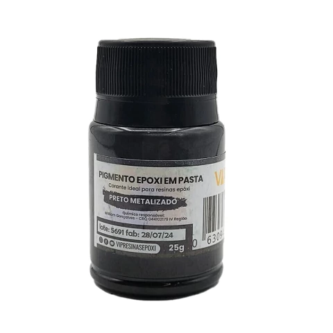 Pigmento Epóxi para Resina Pasta 25g Cor Metalizada Preto