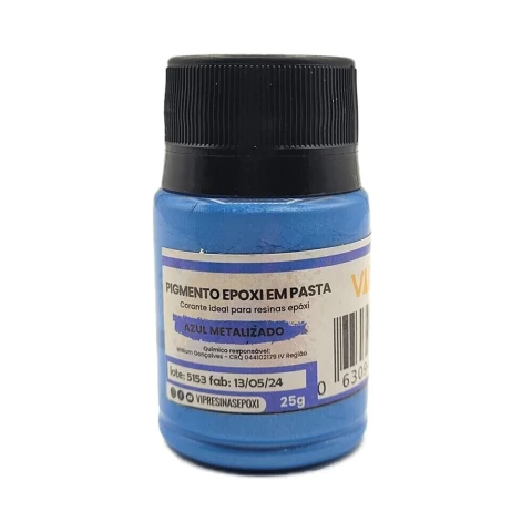 Pigmento Epóxi para Resina Pasta 25g Cor Metalizada Azul