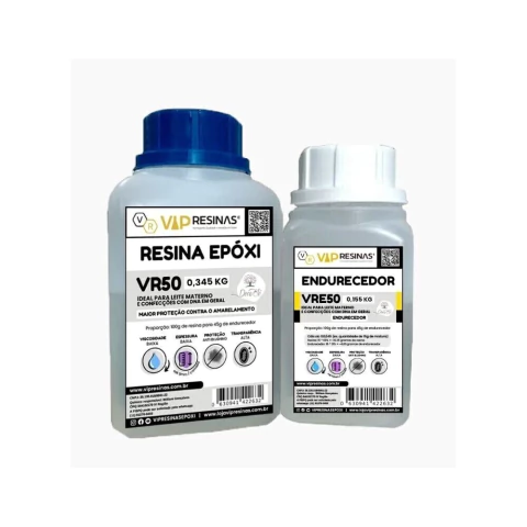 Resina Epóxi Para Joias Afetivas VR50 0,500kg - Baixa Espessura / Baixa viscosidade