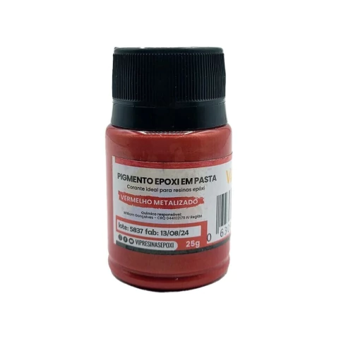 Pigmento Epóxi para Resina Pasta 25g Cor Metalizada Vermelho