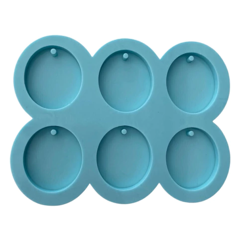 Molde De Silicone Para Resina Paleta Pingentes Oval - 6 Cavidades