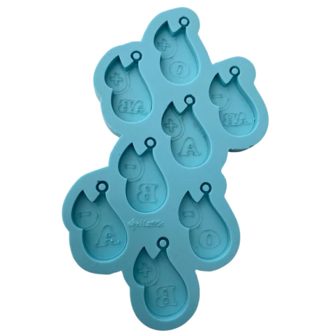 Molde De Silicone Para Resina Paleta Tipos Sanguíneo - 8 Cavidades