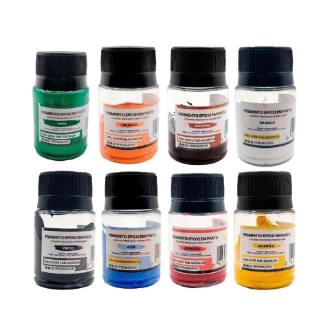 Kit 8 Pigmento Epóxi Pasta - Cores Sólidas 25g