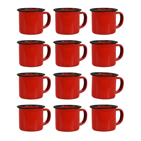 Caneca Xicara Esmaltada Retro Vermelha Ágata 150ml N:06 - 12 Unidades - comprar online