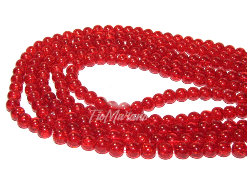 Fio Murano Craquelado Bola 8mm - Vermelho Translúcido - comprar online
