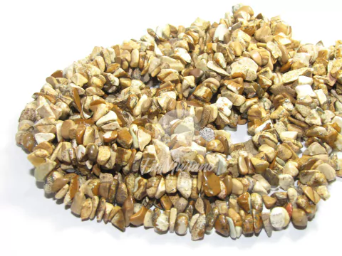 Fio de Cascalho Pequeno - Jaspe Madeira