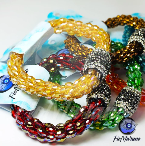 Pulseira Elástica Entrelaçada de cristal 18mm