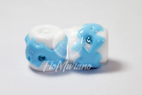 Tamborzinho - Branco com Azul Turquesa