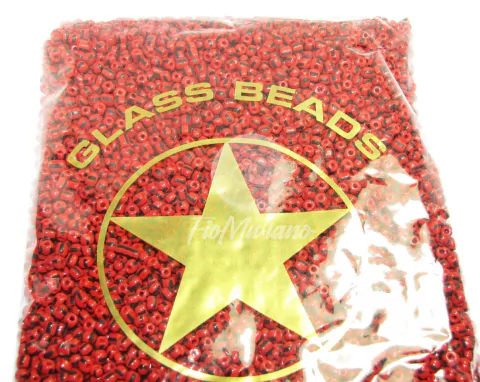 Missangão Rajada 6/0 - Vermelho com Preto