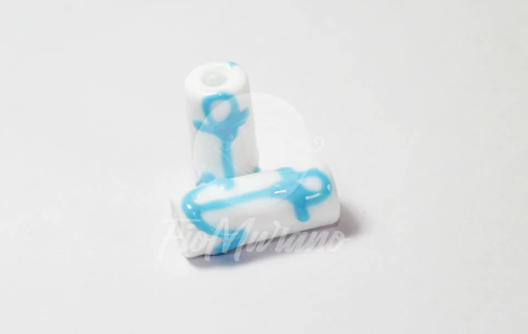 Firma Lisa M - Branco com Âncora Azul Turquesa