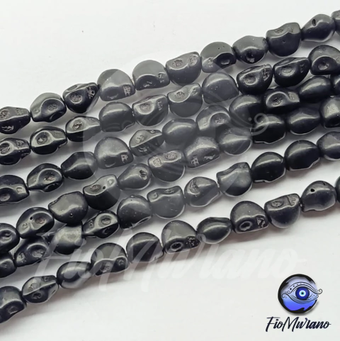 Fio de Caveira de Pedra 10mm - Preto