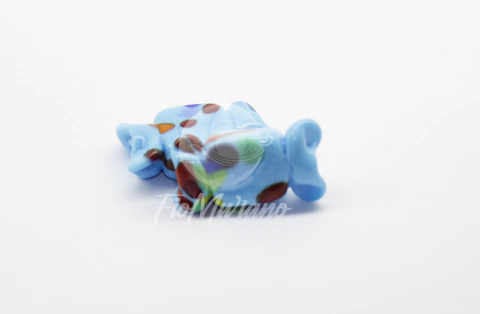 Bala de Murano Tam/Único - Azul Turquesa com 7 cores Leitoso