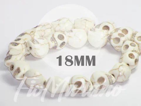 Fio de Caveira de Pedra 18mm - Branco Leitoso