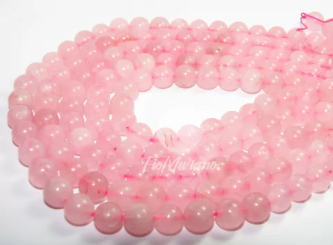 Fio de Pedra 8mm - Quartzo Rosa - Bola Lisa