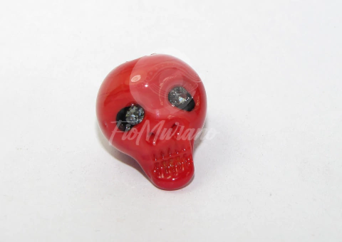 Caveiras de Murano c/ Strass - Vermelho com Preto