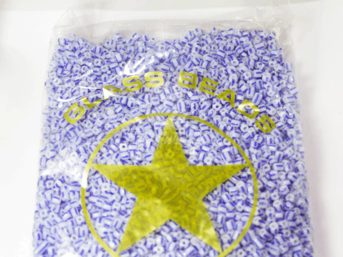 Missangão 6/0 Rajado - Branco com Azul Royal - comprar online