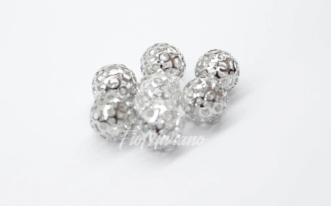 Pingente\Entremeio Esfera 12mm - Prata com Cristal - comprar online