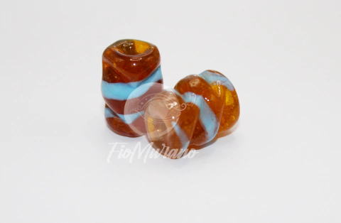 Tubinho Frizado TAM/ÚNICO - Âmbar velho com Azul Turquesa - comprar online