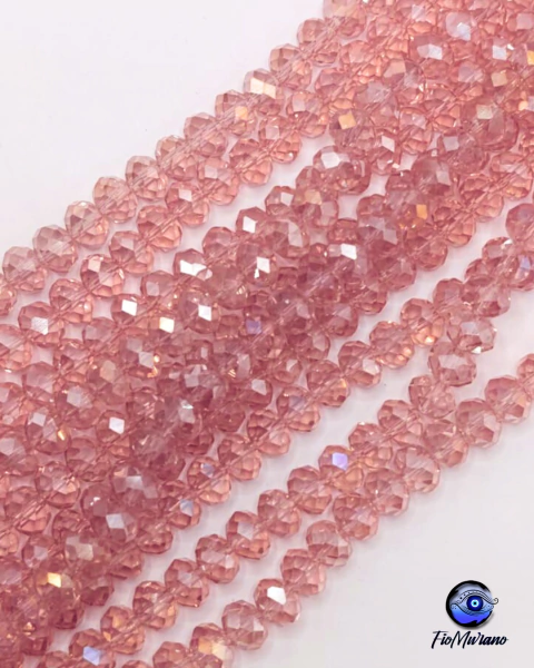 Fio de Cristal AA Flat® 10mm - Rosa Transparente Irizado - comprar online