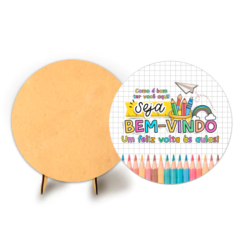 Painel Festa Redondo C/ Elástico 50cm + Suporte MDF Volta as Aulas - loja online