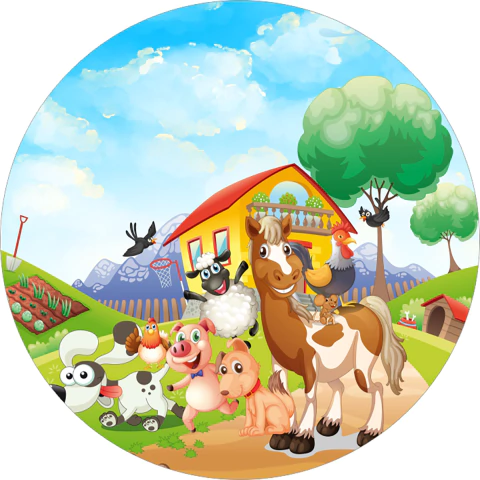 Painel Festa Redondo C/ Elastico 1,50m Fazendinha - loja online