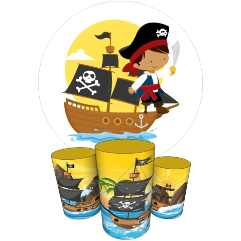 Trio Capas Cilindro + Painel Redondo Piratas