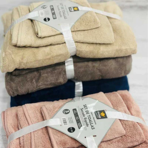 Set de 3 toallas de secado rápido - Goldsun.