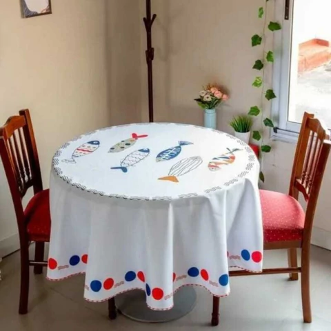 Mantel estampado redondo - 180cm