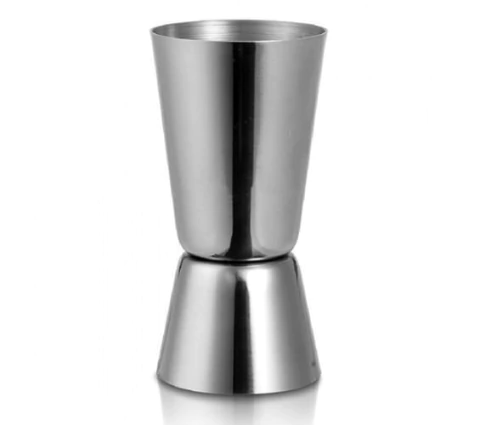 Medidor doble de bebidas acero inox.
