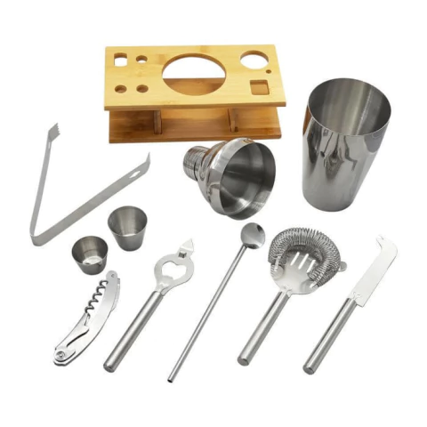 Set de Bar 8 Piezas Deluxe con Base Madera