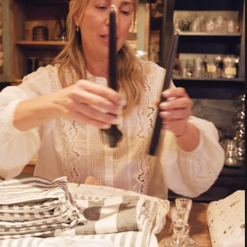 Pack Mesa Navideña 1,5 x 3,5 Negro y Off White