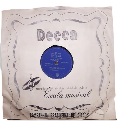 Lp 78 Rpm Vg Agostinho Dos Santos Chega De Saudade 1a Gravaç