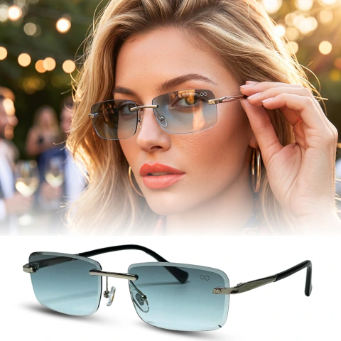 Óculos de sol Monza Prata lente Azul degrade Feminino Tratamento UV400