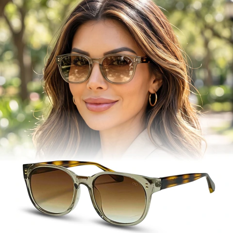 Óculos de Sol Glow Bege Feminino - Tratamento UV400