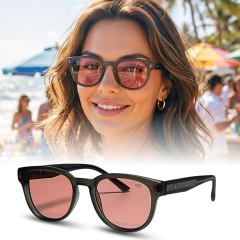 Óculos de Sol Coral Cinza Fosco lente Rose Feminino - Tratamento UV400