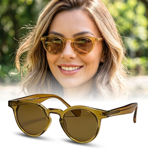 Óculos de Sol Cacau Champanhe Feminino com tratamento UV400