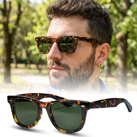 Óculos de sol Echo Tartaruga lente Verde Masculino UV400