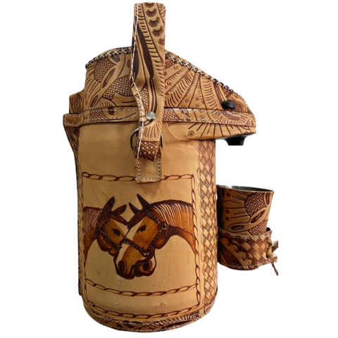 Garrafa Térmica Em Couro Modelo ( 2 Cavalos ) - comprar online
