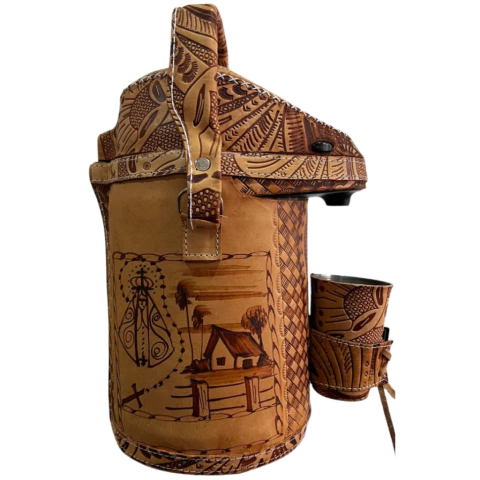 Garrafa Térmica Em Couro Modelo ( Santa ) - comprar online