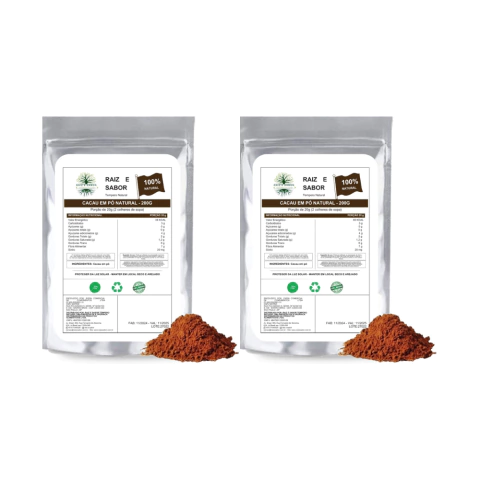 2x Cacau em pó 200g, Raiz e Sabor Tempero Natural