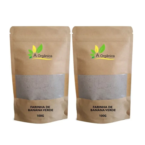 Kit 2 Farinha De Banana Verde Premium 100g Rico em Fibras