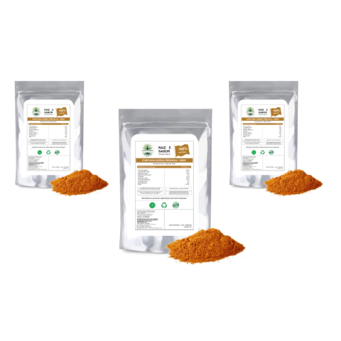 3x Cúrcuma em pó 500g, Raiz e Sabor Tempero Natural