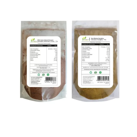 Kit: Shot Matinal Spirulina, Cúrcuma e Gengibre 100g + Pré Treino Natural 100g - comprar online