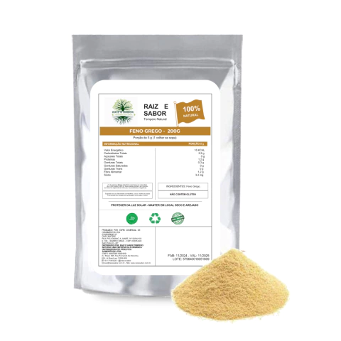 Feno Grego em pó 200g, Raiz e Sabor Tempero Natural