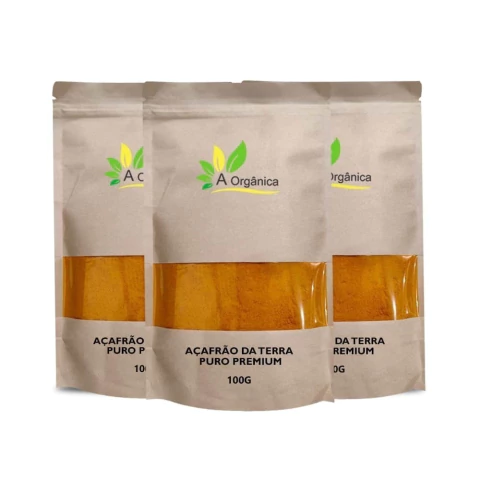 Kit 3 Açafrão da Terra Em Pó Puro 100g