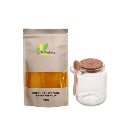 Curcuma 100% Pura em Pó 100G mais Pote de vidro com colher