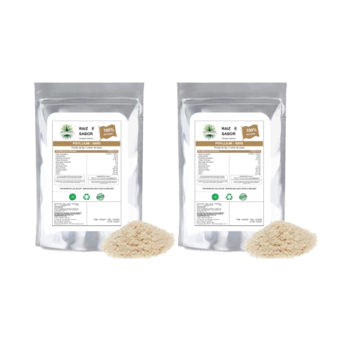 Kit 2:Psyllium em Pó 500g Fibra Natural para Saúde Digestiva